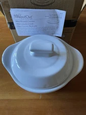 Pampered Chef STONEWARE Mini Round Cocotte, White W/lid, NIB #1369
