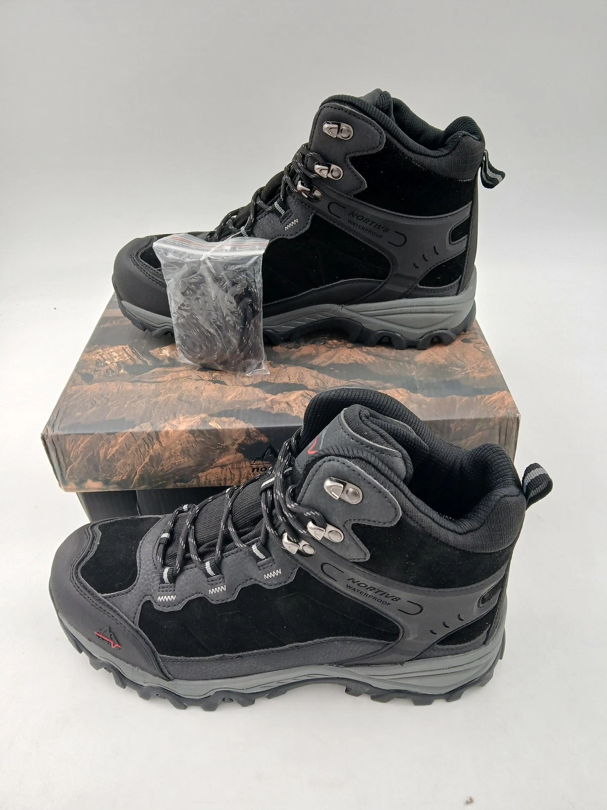 Nortiv8 Hiking Boots Mens Size 9 Black Waterproof Outdoor Trail Shoes JS19004M
