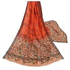 Sanskriti Vintage Peach Dupatta Stole Woolen Kani Palla Printed Paisley Shawl