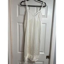 Lorraine Vintage Ivory Nylon Lace Trim Slip Dress Tall 38 Modest