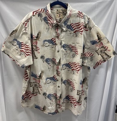 Red Head Brand Co Hawaiian Shirt Adult Size 2XL  America Liberty Bell Eagle
