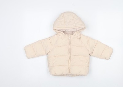 Marks and Spencer Unisex Baby Beige Puffer Jacket 9-12 Months Hooded Lined Winte