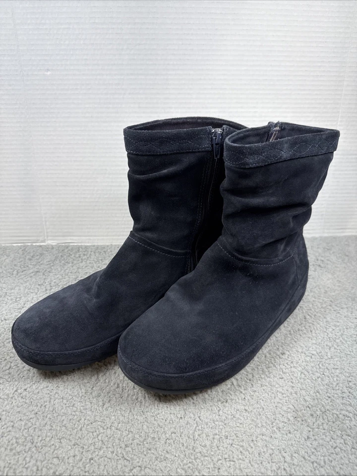 Botín al tobillo de gamuza FItflop con tabla oscilante, bota para mujer talla 11 azul marino 468-097 😍 Foto 2 de 4