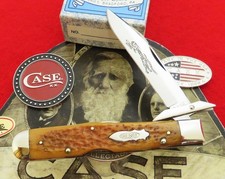 Case Classic Cheetah Knife 1995 Salesman Sample 2 Different Bone Handles! NR