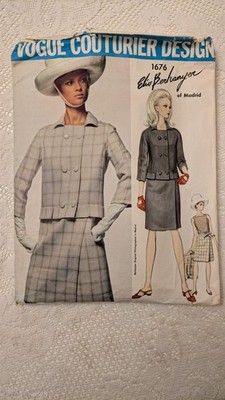 VINTAGE UNGESCHNITTENES FF VOGUE COURTURIER DESIGN ELIO BERHAYNER KLEID JKT MUSTER 1676