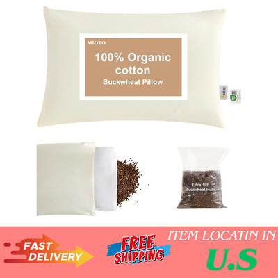 Organic Buckwheat Pillow for Sleeping with Dual-Layer Pillowcase and Extra Tart
