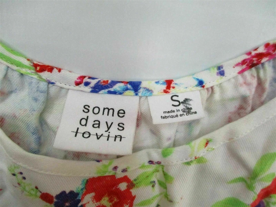 НЕКОТОРЫЕ ДНИ LOVIN женщин размер S спагетти ремень белый цветочный комбинезон шорты - Изображение 4 из 4