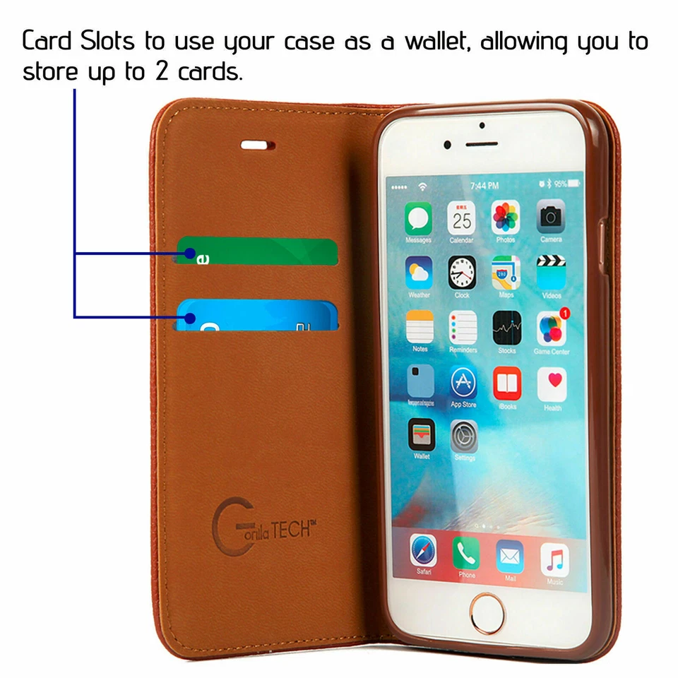 New Gorilla Tech Designer Flip Leather Wallet Case Stand Cover For Mobile Phones - Image 2 of 4