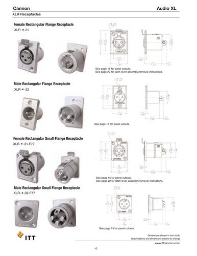 ITT CANNON XLR-3-31-F77 XLR Connettore montaggio pannello donna 3 poli - 2075 - Foto 3 di 4