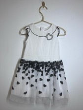 Mayoral White And Black Girls Dress 4 Party Holiday Birthday Hearts Kids