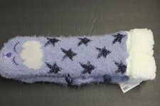 1 Pairs Woman's Lurex Critter Slipper Sock S/M 6-7.5 Cat White None Skids soft