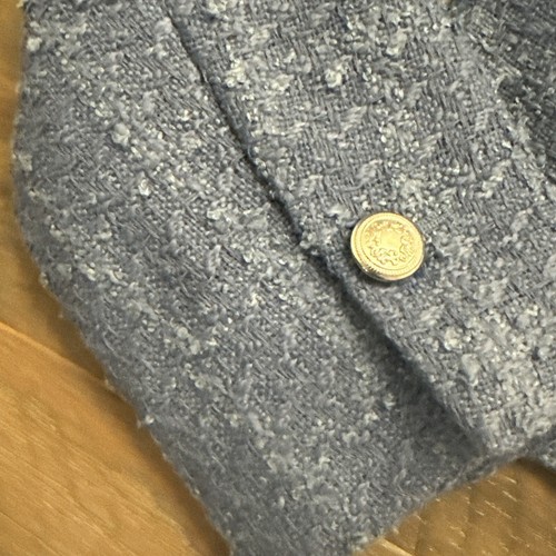 NEW H&M Textured Tweed Jacket Sz S Blue Preppy Clueless 90s Quiet Luxury Yacht - Picture 3 of 15