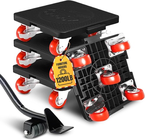 Heavy-Duty Furniture Movers Set - 4-Pack with 360° Rotating Wheels, 1200lbs