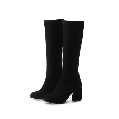 Women Knee High Boots Block Heel Round Toe Knight Riding Shoes 34-51 52 53 54 D - Picture 1 of 15