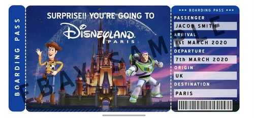 CARTE D'EMBARQUEMENT DISNEY PERSONNALISÉE - BILLET PHYSIQUE IMPRIMÉ - DISNEYLAND PARIS - Photo 4 sur 6
