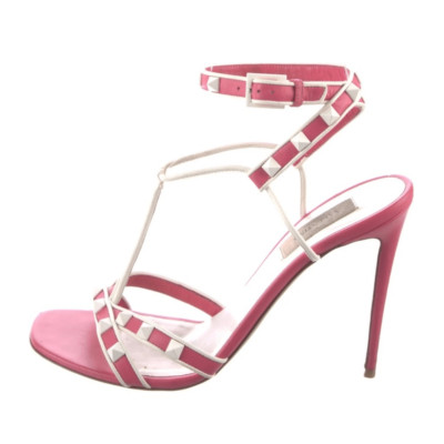 VALENTINO Free Rockstud Pink/White Leather Sandal EU 37.5/ US 7.5