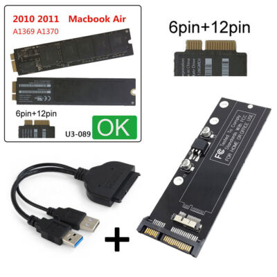 NFHK USB 3.0 12+6pin to SSD & SATA 2.5'' 22Pin Adapter for Mac 2010 2011 SSD