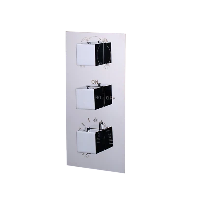 3 Handles Control Valve 4-way Chrome Thermostatic Brass Shower Diverter Mixer Ta