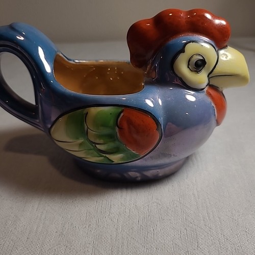 Vintage Rooster/Hen Lusterware Cream and Sugar Bowl Set Made in Japan - Picture 4 of 8