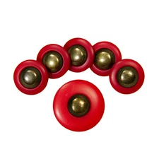 Plastic Red Saucer Dome Shank Buttons Antique Brassy Patina Fasteners 17mm 24mm