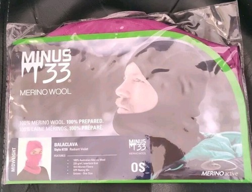 Balaclava Face Mask Unisex One Size 100% Merino Wool Radiant Violet Midweight
