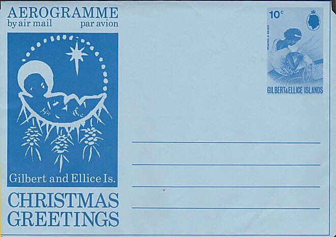 GILBERT ELLICE IS 1973 unused........ Ranking TOP4 Courier shipping free shipping 10c aerogramme Christmas