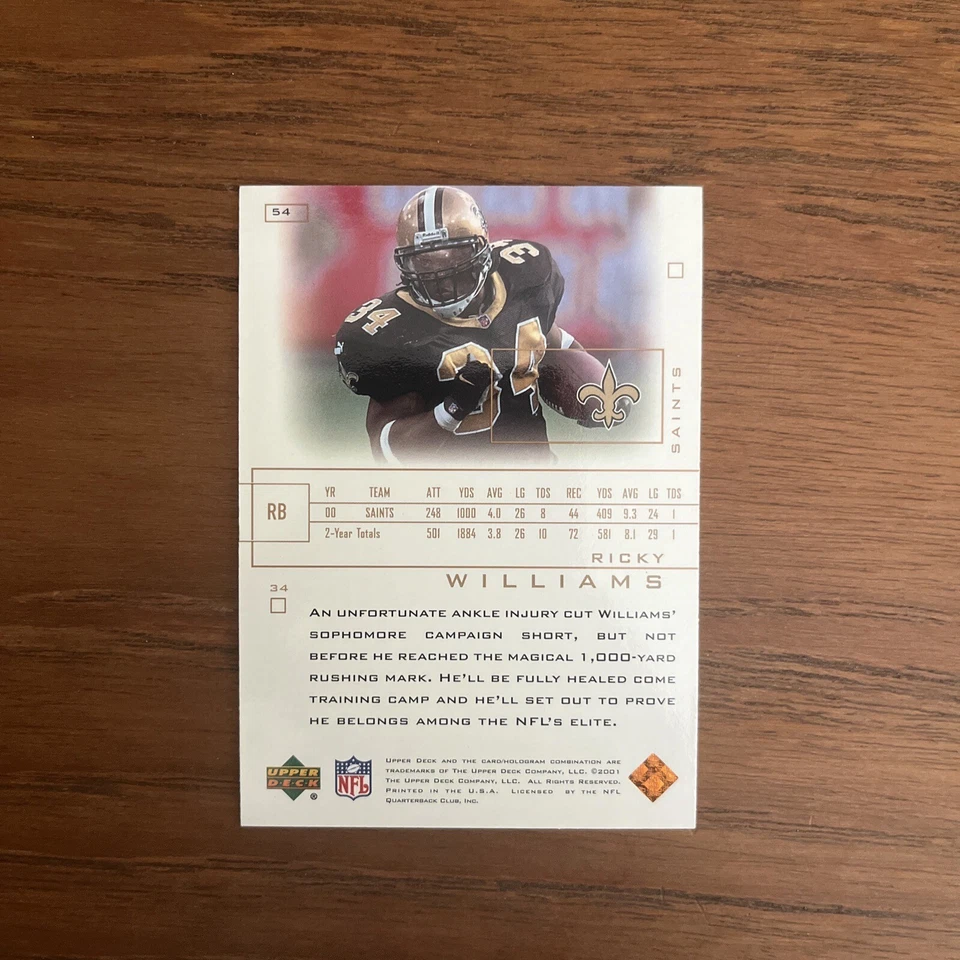 2001 Upper Deck Pros & Prospects Ricky Williams #54 New Orleans Saints - Image 2 of 2