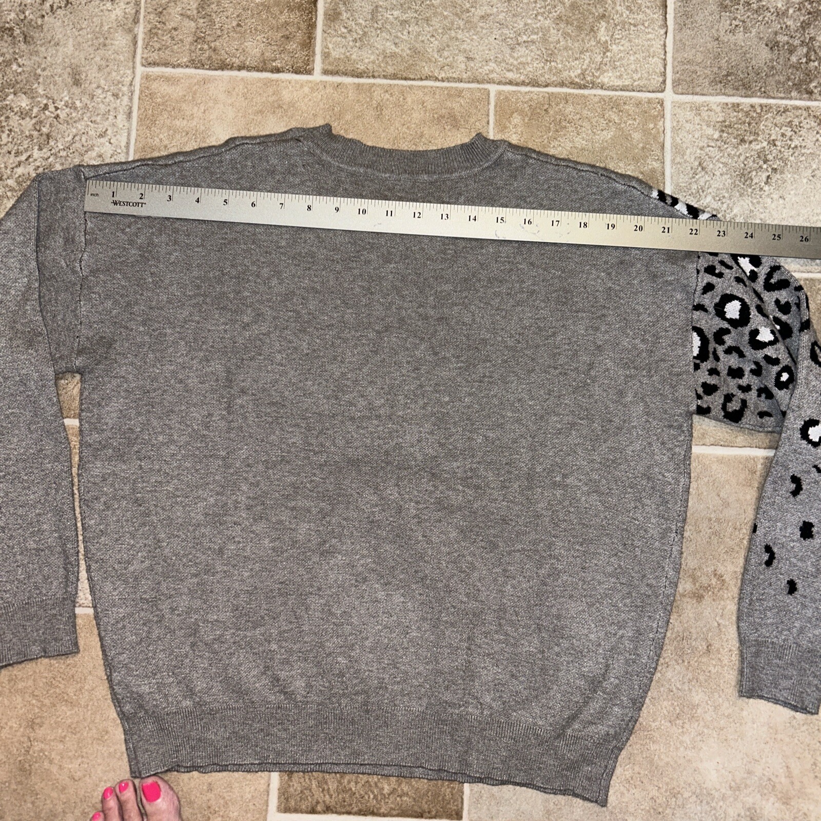 Loose Jumper Leopard Pattern Knitted Cropped Swea… - image 6