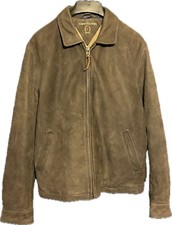 Tommy Hilfiger Brown Leather Bomber Jacket Quilt Lined Size Large