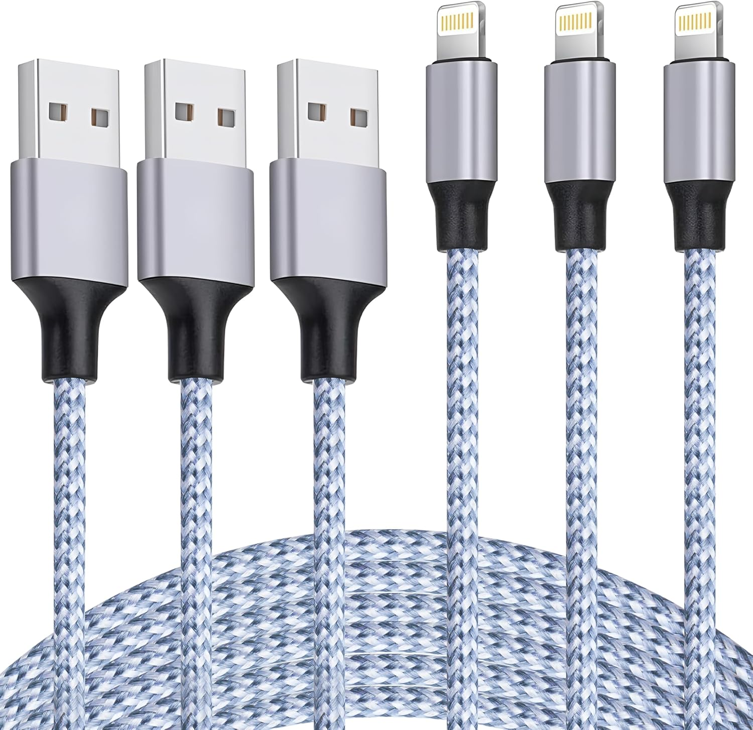 Iphone Charger 3Pack 6Ft Mfi Certified Best New Nylon Braided Lightning Cable Ce