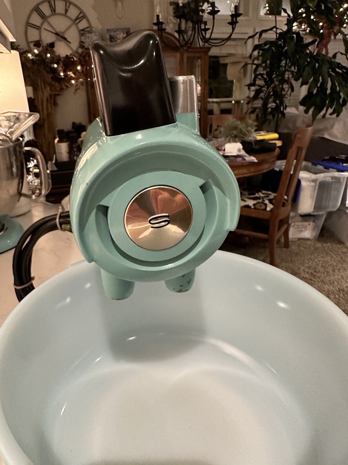 Vintage 1950s Sunbeam Mixmaster, Turquoise Blue Stand Mixer With 2