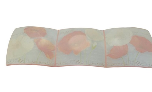 Prima Glass Serving Dish Red Orange Yellow Poppy’s Flower Paris 18 1/2" Long - Picture 7 of 12