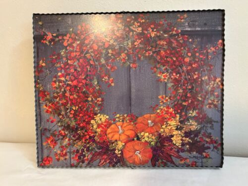 Round Top Collection Large Metal Tin Frame Fall Scene
