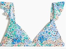J.crew Floral ruffle-shoulder V-neck bikini top swimming Sz M NWT 64.50