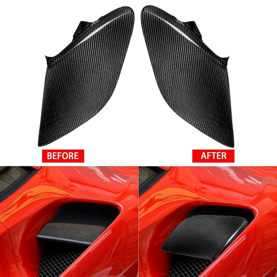 2Pcs Carbon Fiber Side Vents Air Ducts For 2015-2019 Ferrari 488 GTB N Type - Imagen 2 de 4
