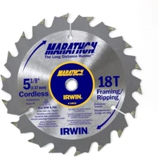 Irwin Tools Marathon 5 3 8 Inch 18T Cordless Circular Saw Blade Ultra Thin Kerf
