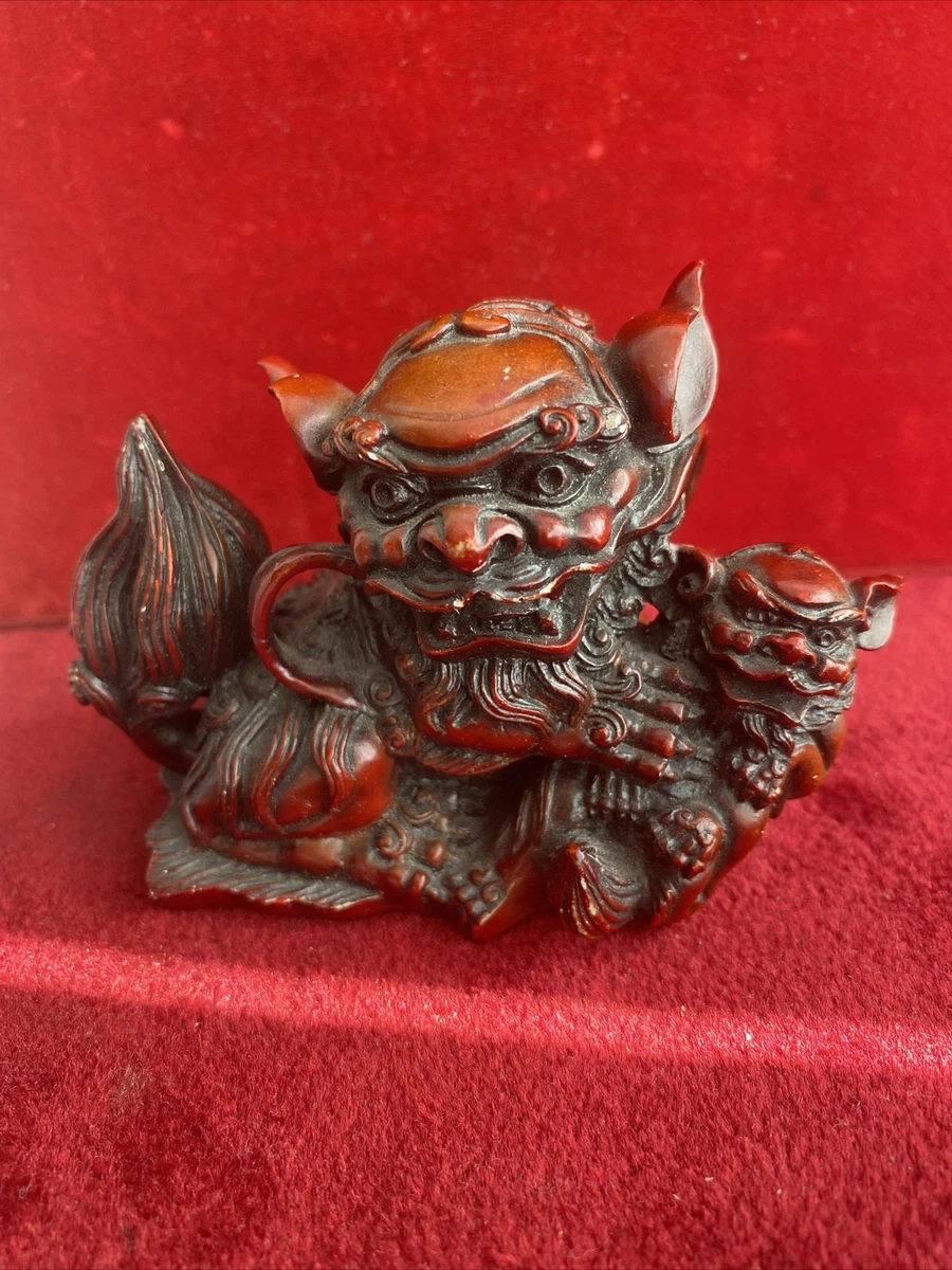 Chinese Lion Statue Red