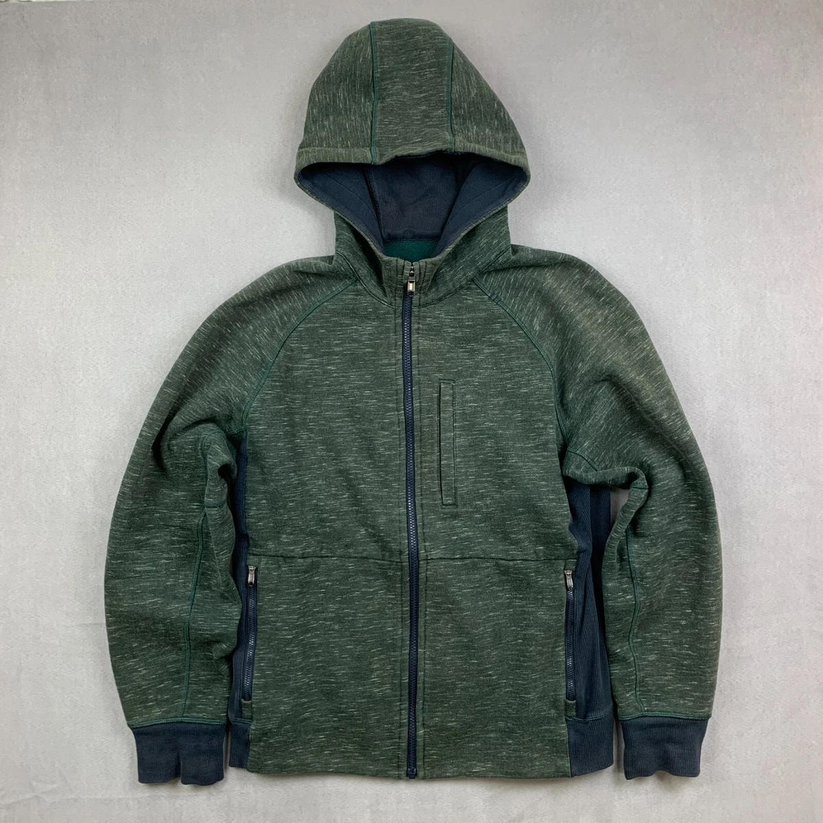 Lululemon Mens Sweater Medium Green Heather Full Zip Best Coast Hoodie  Pockets