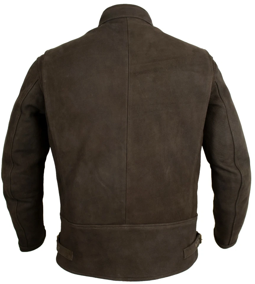 Retro Lederjacke aus Nubukleder in braun mit Protektoren Motorradlederjacke - Bild 2 von 4