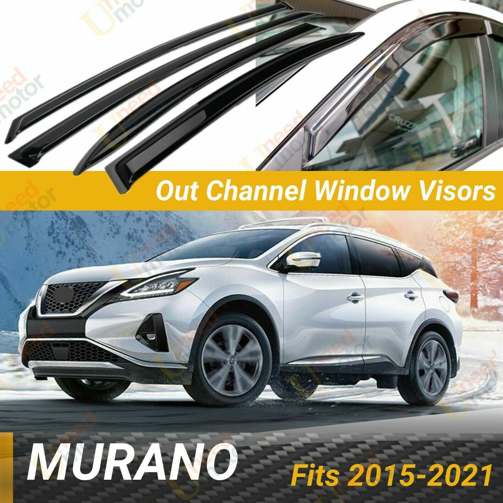 Fits Murano 2015-2021 OUT CHANNEL WINDOW VISOR VENT SHADE RAIN GUARDS ...