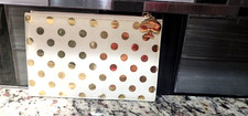 Kate Spade Pencil Cosmetic Bag Case Medium Zip Pouch Gold Cream Polka Dot