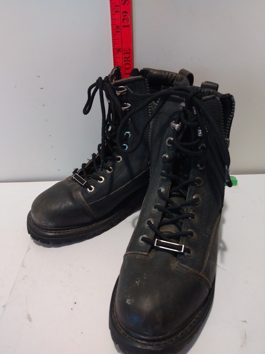 Milwaukee Sz 9.5 C Accelerator Motorcycle Zipper Black Lace-Up Leather  Boots Milwaukee Motorcycle Clothing Company MB408 Men main image 4