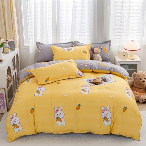 Cartoon Print Home Simple Fresh BeddingSet with Sheet Comforter Cover Pillowcase - Bild 20 von 38