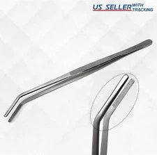 Mega Tweezers 12'' EXTRA-LONG Curved Tip Thumb Dressing Handy Tweezers Angled