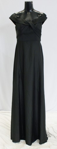 Ladivine Women's Off-The-Shoulder A-Line Satin Maxi Dress CD4 Black Size 10 NWT