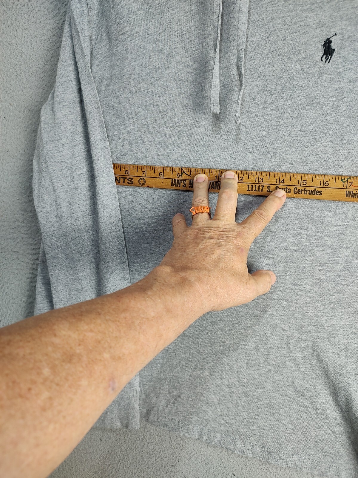 Felpa con cappuccio POLO Ralph Lauren adulto grande grigio bordato logo pony manica lunga uomo