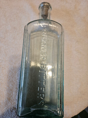 Antique 9-5/8'' tall Old Dr Warrens Quaker Bitters Flint & Co Prov RI Bottle