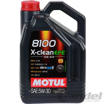 5L MOTUL 8100 XClean EFE 5W30 ÖL 107206 passend für BMW LL-04 ACEA C2 C3 DEXOS 2