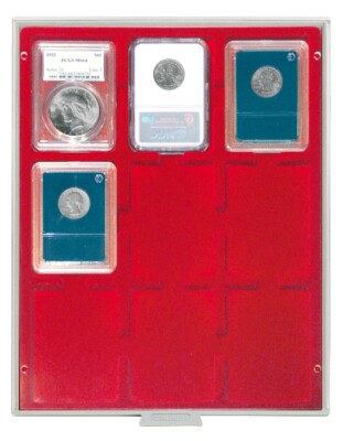 Lindner 2219 Coin Box Standard 9x 64x86mm For Original US SLABS Coin Capsules