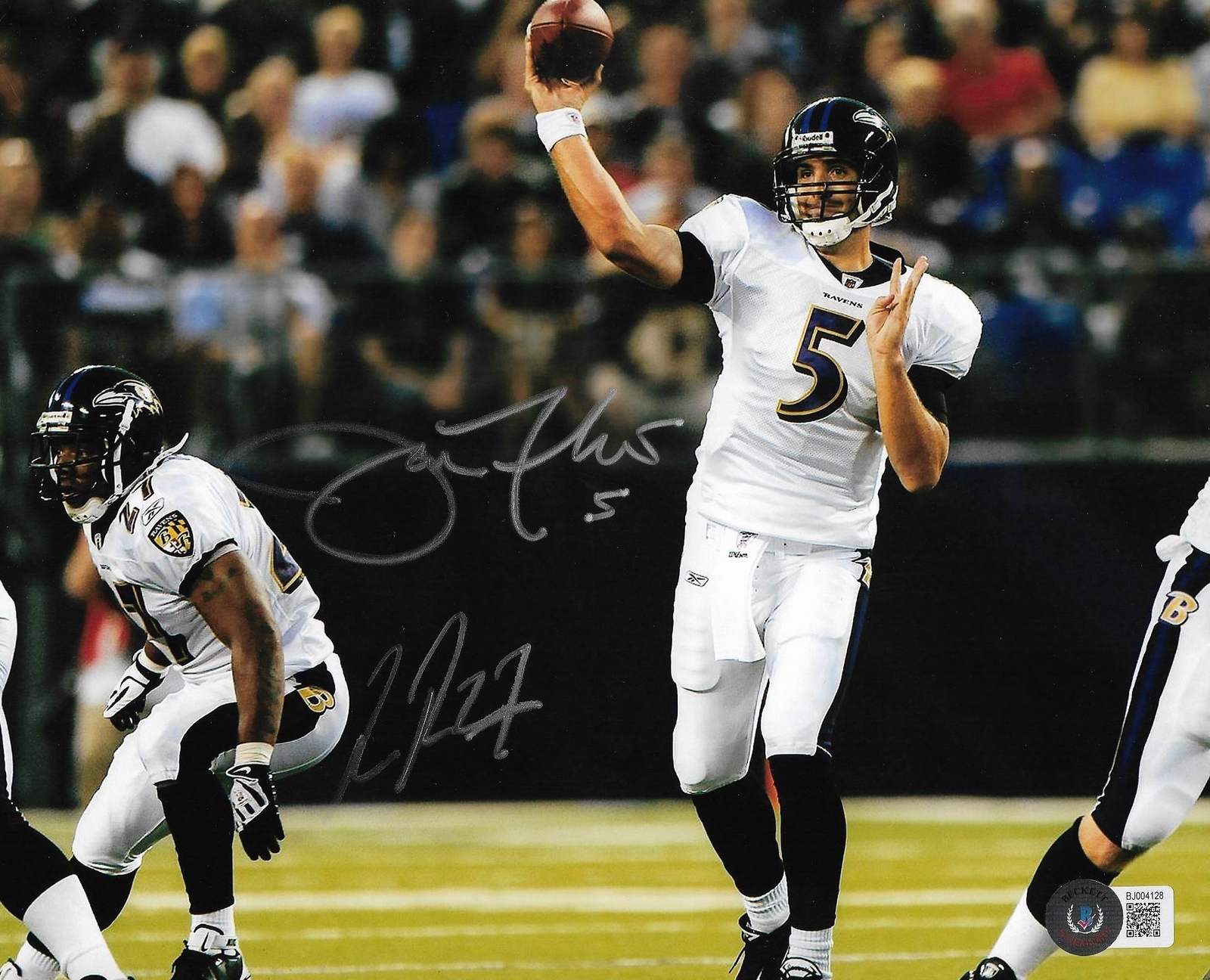Joe Flacco Autographed Signed Baltimore Ravens & Ray Rice 8x10 Photo - Beckett 